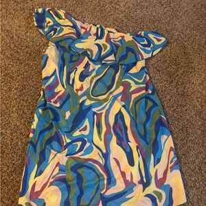 Colorful Abstract One-Shoulder Dress
